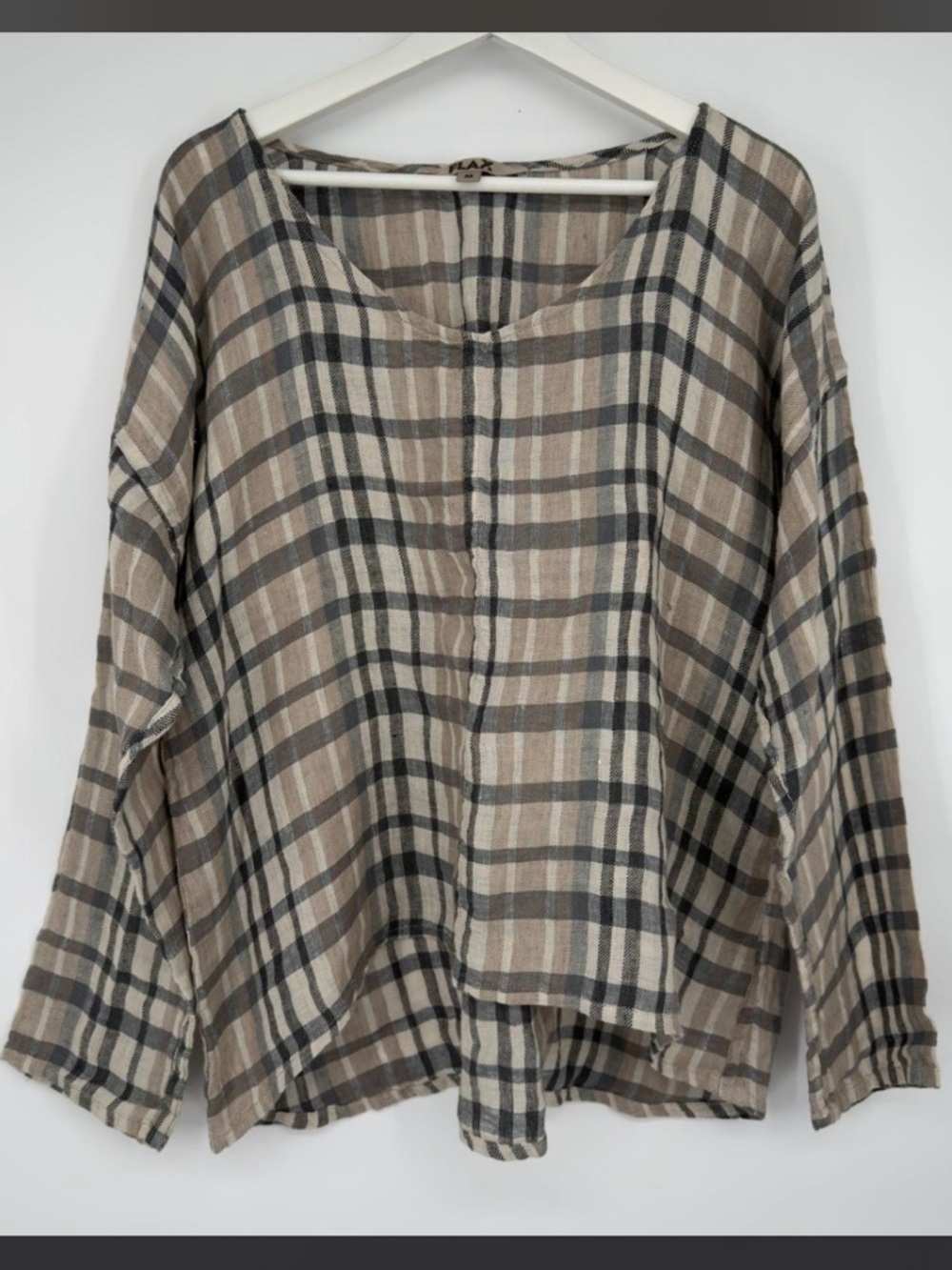 Flax Plaid Linen Top
